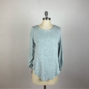 Anthropologie Saturday Sunday Teal Ruched Sleeve Top